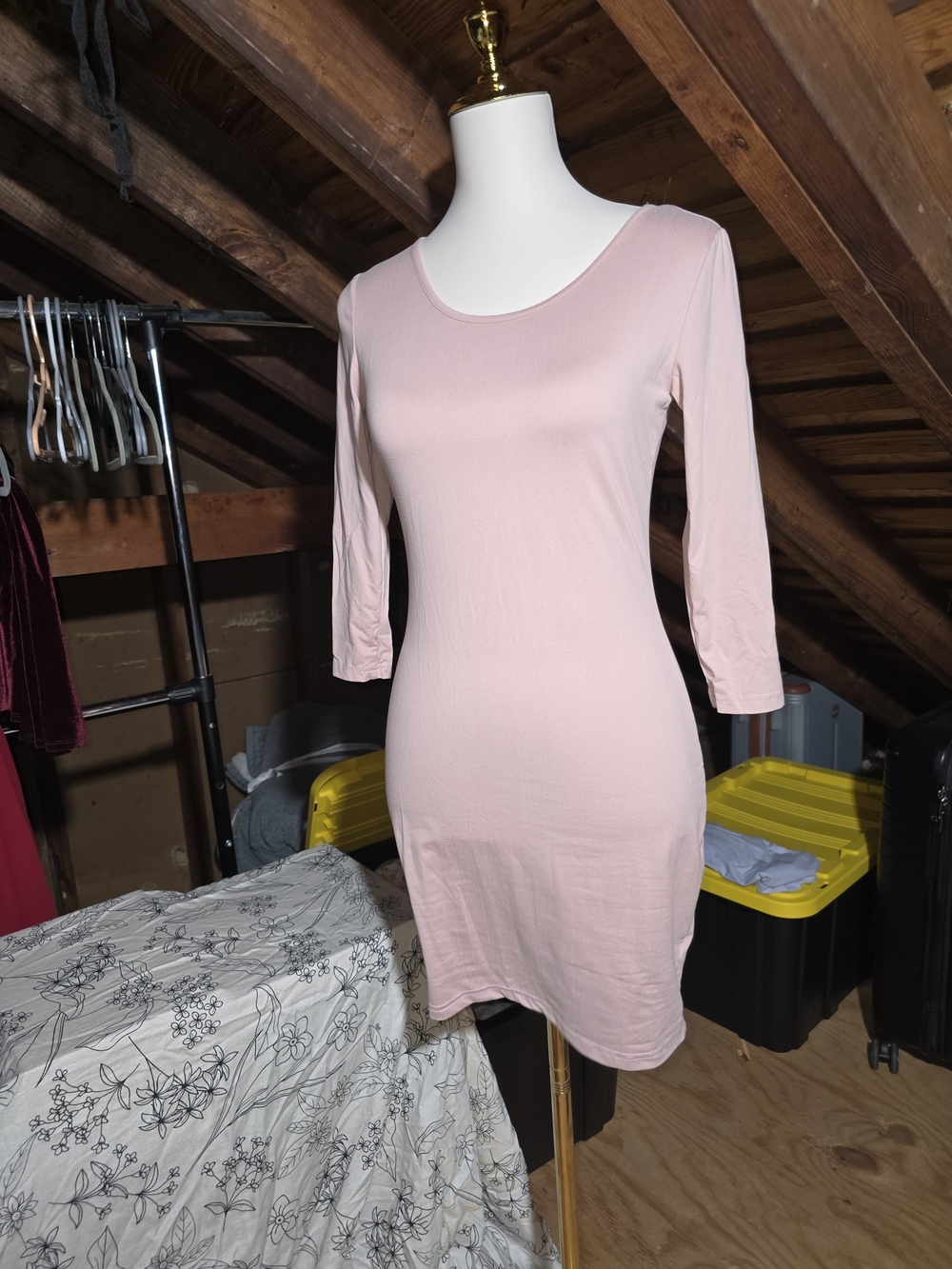 Say What? Blush Pink Scoop Neck Bodycon Mini Dress